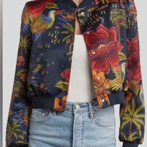 Tropical Print Women's Bomber Jacket